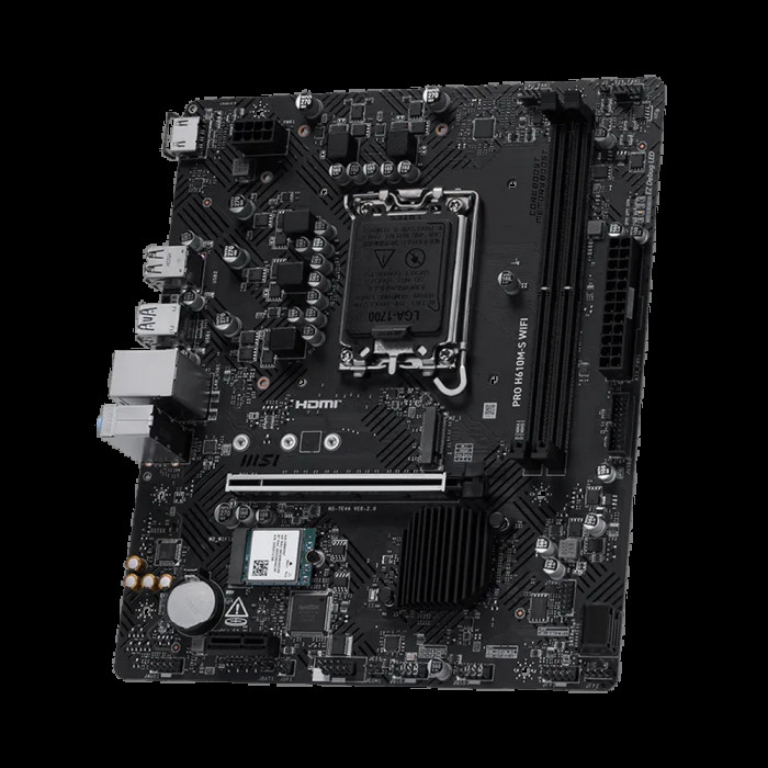 Материнская плата MSI PRO H610M-S WIFI H610, LGA1700, 2*DDR5, 1*PCIEx16, 1*PCIEx1, 1*M.2, 4*USB3.2Gen1, 8*USB2.0, 2*SATA3.0, 1G, HDMI, M-ATX, RTL