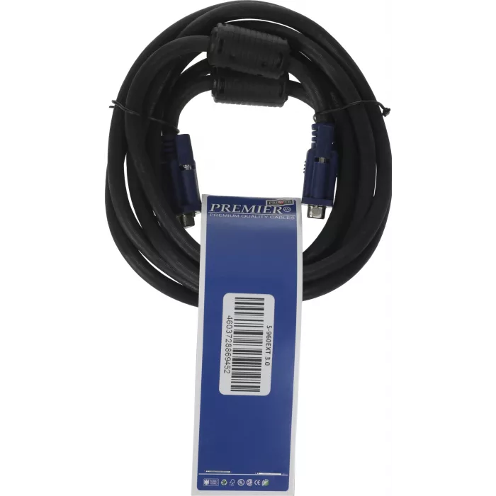 Кабель-удлинитель видео Premier 5-960EXT VGA (m)/VGA (f) 3м. феррит.кольца черный (5-960EXT 3.0)