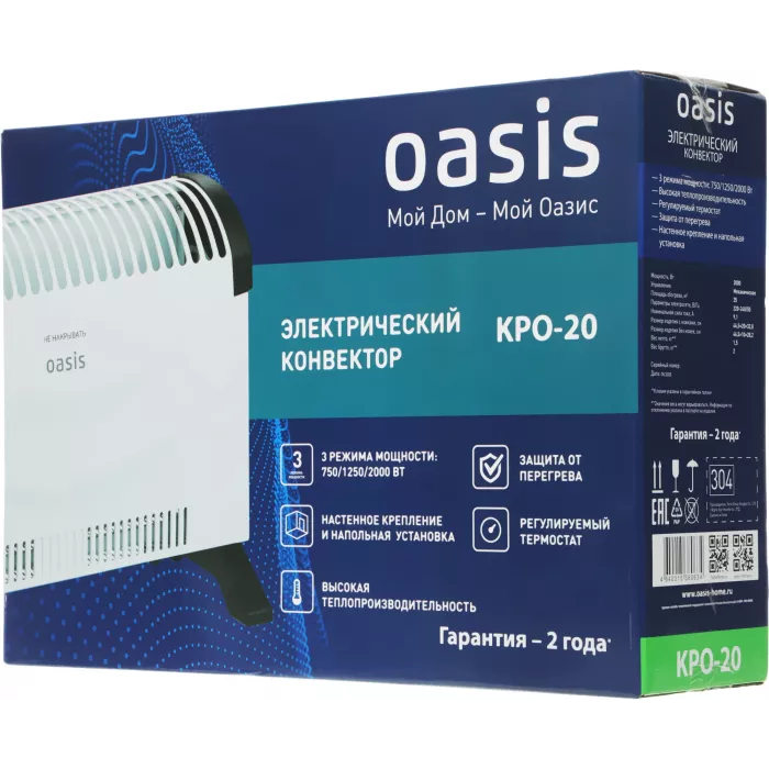 Конвектор Oasis КРО-20 2000Вт белый