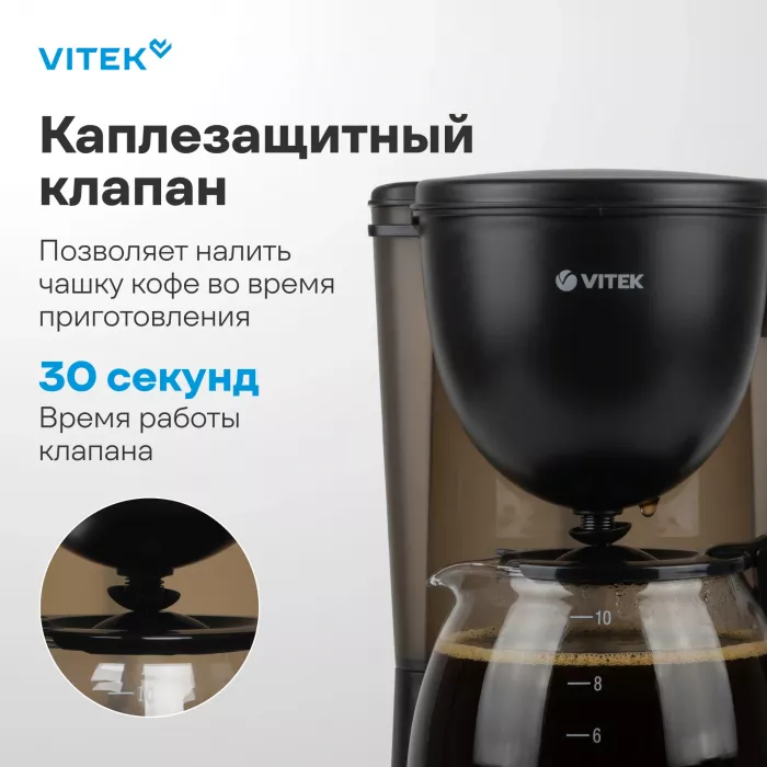 Кофеварка капельная Vitek VT-1500 600Вт черный