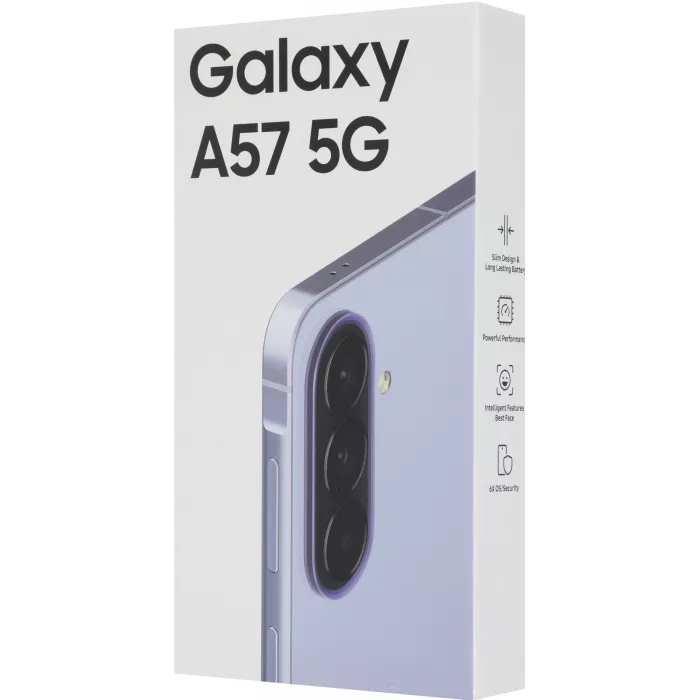 Смартфон Samsung SM-A576B Galaxy A57 5G 128Gb 8Gb сиреневый моноблок 3G 4G 2Sim 6.7" 1080x2340 Android 16 50Mpix 802.11 a/b/g/n/ac/ax NFC GPS GSM900/1800 GSM1900 Protect