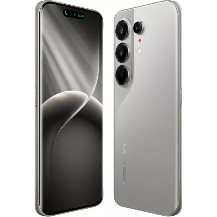 Смартфон Tecno Camon 50 Ultra 5G 256Gb 8Gb титан моноблок 3G 4G 2Sim 6.78" 1208x2644 Android 16 50Mpix 802.11 a/b/g/n/ac/ax NFC GPS GSM900/1800 GSM1900 Protect FM