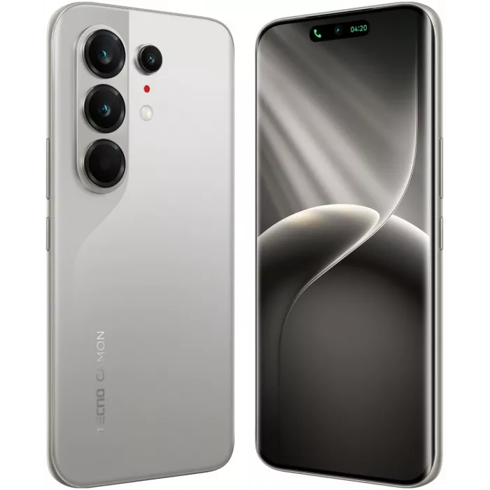 Смартфон Tecno Camon 50 Ultra 5G 256Gb 8Gb титан моноблок 3G 4G 2Sim 6.78" 1208x2644 Android 16 50Mpix 802.11 a/b/g/n/ac/ax NFC GPS GSM900/1800 GSM1900 Protect FM