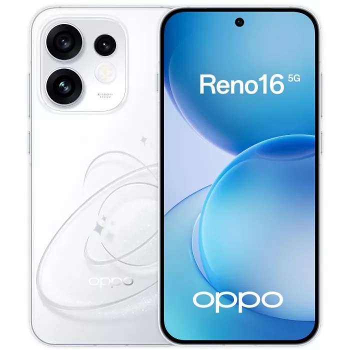 Смартфон Oppo CPH2865 Reno16 5G 256Gb 12Gb белый моноблок 3G 4G 2Sim 6.32" 1216x2640 Android 16 50Mpix 802.11 a/b/g/n/ac/ax NFC GPS Protect