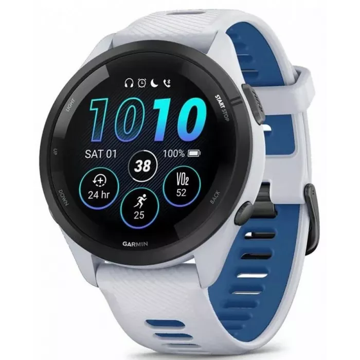 Смарт-часы Garmin Forerunner 265 33мм 1.3" AMOLED корп.черный/белый рем.белый (010-02810-11)