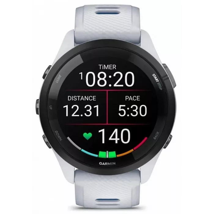 Смарт-часы Garmin Forerunner 265 33мм 1.3" AMOLED корп.черный/белый рем.белый (010-02810-11)