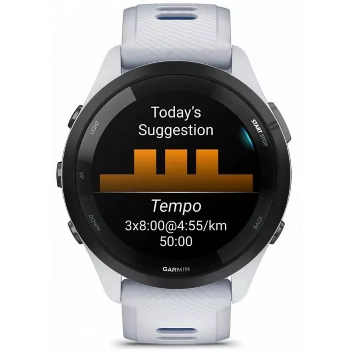 Смарт-часы Garmin Forerunner 265 33мм 1.3" AMOLED корп.черный/белый рем.белый (010-02810-11)