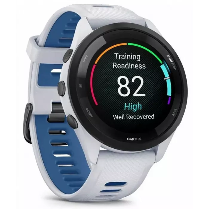 Смарт-часы Garmin Forerunner 265 33мм 1.3" AMOLED корп.черный/белый рем.белый (010-02810-11)