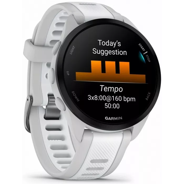 Смарт-часы Garmin Forerunner 165 30.4мм 1.2" AMOLED корп.серый рем.белый разм.брасл.:126-203мм (010-02863-21)