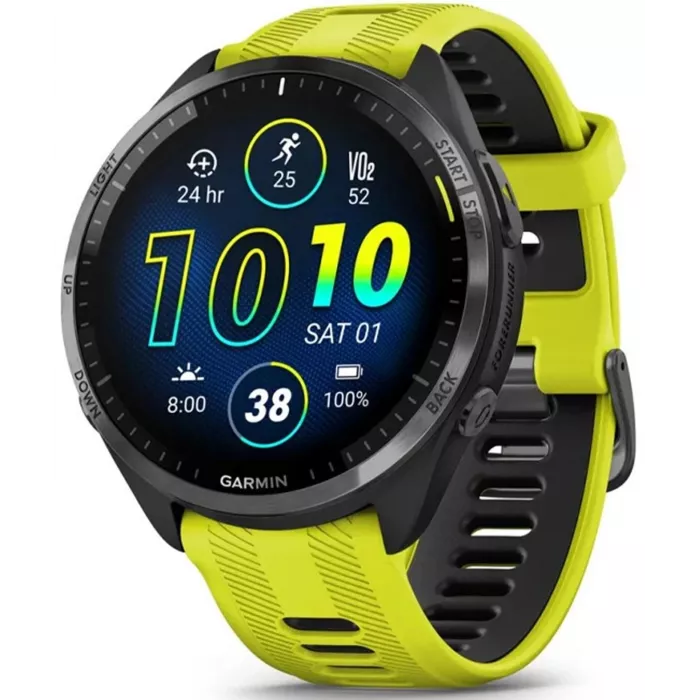 Смарт-часы Garmin Forerunner 965 47мм 1.4" AMOLED корп.черный рем.черный/желтый разм.брасл.:135-205мм (010-02809-12)