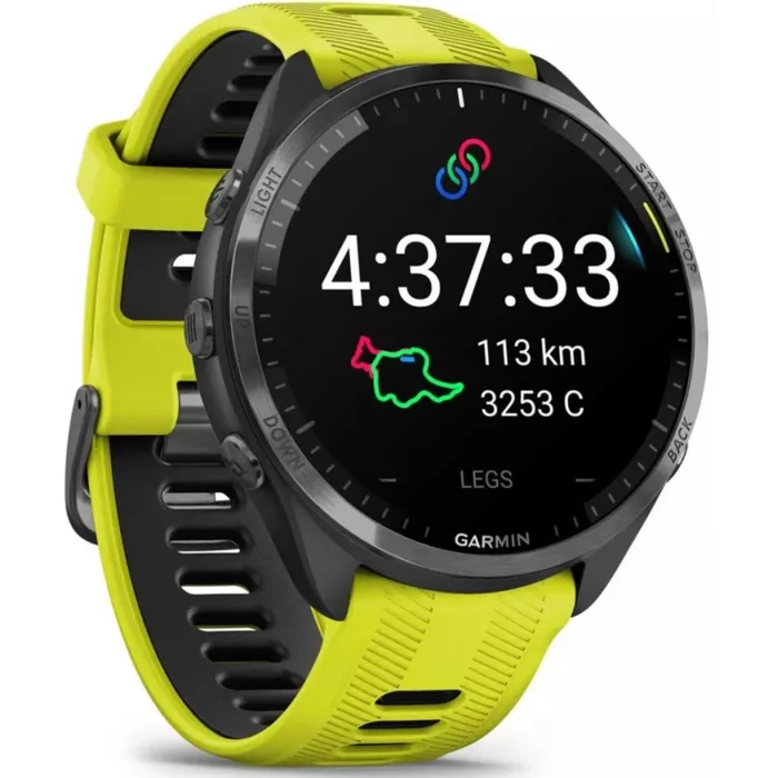 Смарт-часы Garmin Forerunner 965 47мм 1.4" AMOLED корп.черный рем.черный/желтый разм.брасл.:135-205мм (010-02809-12)
