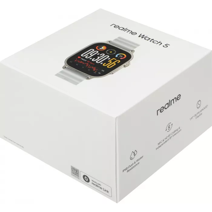 Смарт-часы Realme Watch 5 22мм 1.97" AMOLED корп.серебристый рем.серебристый разм.брасл.:160-230мм (RMW2501)