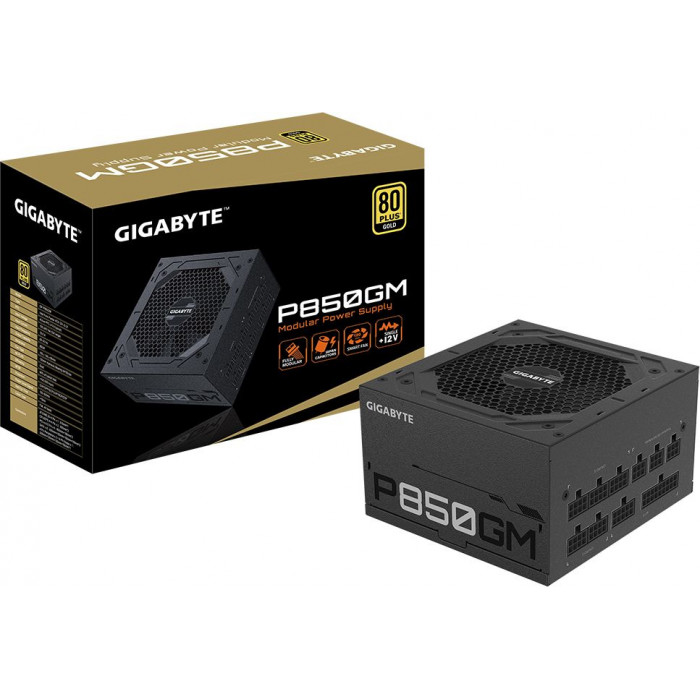 Блок питания Gigabyte ATX 850W GP-P850GM 80+ gold (20+4pin) APFC 120mm fan 8xSATA Cab Manag RTL
