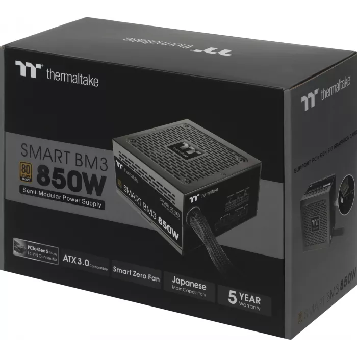 Блок питания Thermaltake ATX 850W Smart BM3 Gen.5 80+ bronze (20+4pin) APFC 120mm fan 6xSATA Cab Manag RTL
