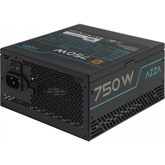 Блок питания Azza ATX 750W PSAZ-750G 80+ gold (20+4pin) APFC 120mm fan 6xSATA Cab Manag RTL