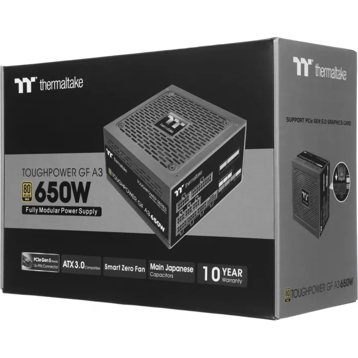Блок питания Thermaltake ATX 650W Toughpower GF A3 Gen.5 80+ gold (20+4pin) APFC 120mm fan 8xSATA Cab Manag RTL