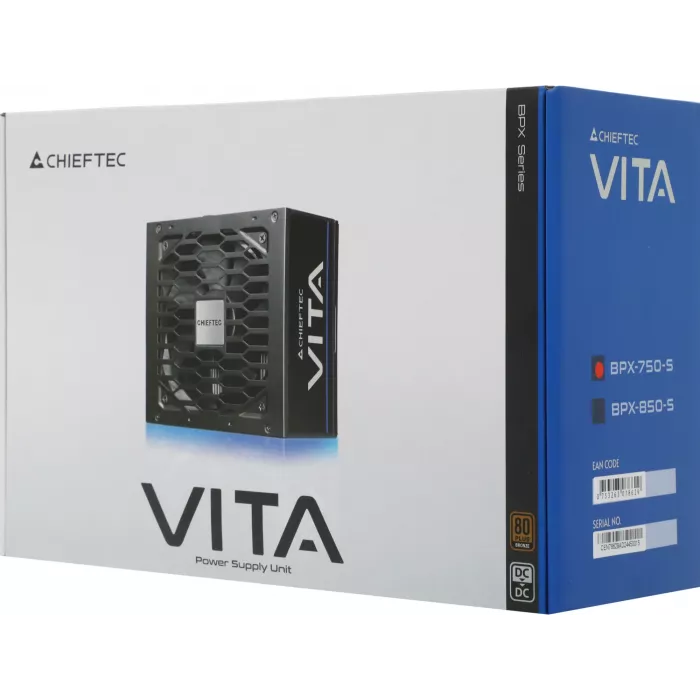 Блок питания Chieftec ATX 750W Vita BPX-750-S Gen.5 half mod 80+ bronze (20+4pin) APFC 120mm fan 6xSATA RTL