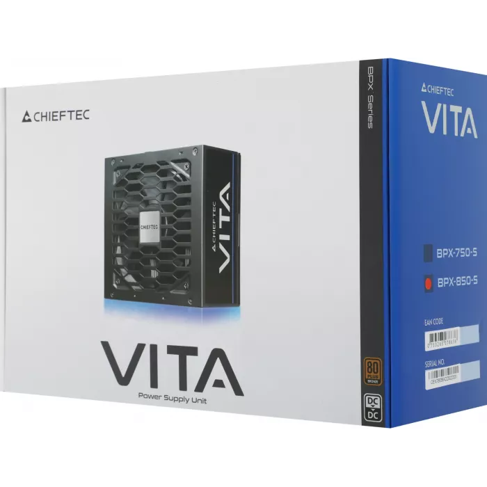 Блок питания Chieftec ATX 850W Vita BPX-850-S 80+ bronze (20+4pin) APFC 120mm fan 6xSATA RTL