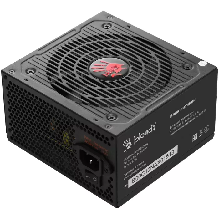 Блок питания Bloody ATX 600W BD-PS600W 80 PLUS WHITE (20+4pin) APFC 120mm fan 6xSATA RTL