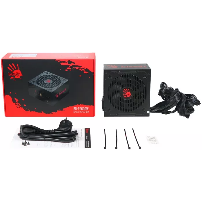 Блок питания Bloody ATX 600W BD-PS600W 80 PLUS WHITE (20+4pin) APFC 120mm fan 6xSATA RTL