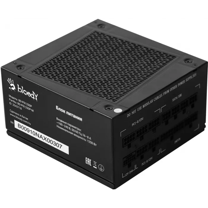Блок питания Bloody ATX 1250W BD-PS1250P 80+ platinum (20+4pin) APFC 140mm fan 12xSATA Cab Manag RTL
