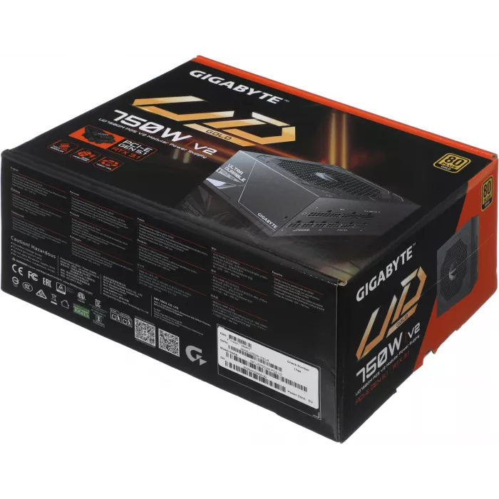 Блок питания Gigabyte ATX 750W GP-UD750GM PG5 V2 80+ gold (20+4pin) APFC 120mm fan 8xSATA Cab Manag RTL