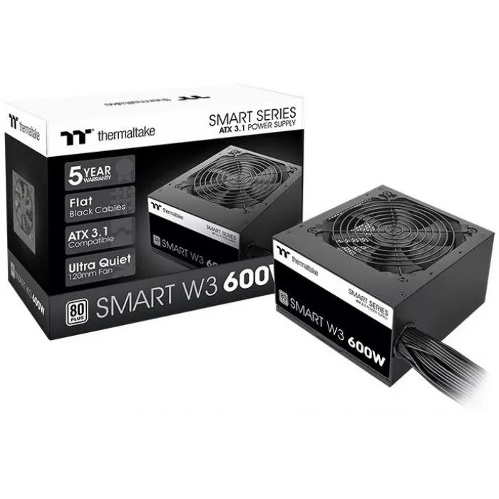 Блок питания Thermaltake ATX 600W Smart W3 Gen.5 80+ white (20+4pin) APFC 120mm fan 4xSATA RTL