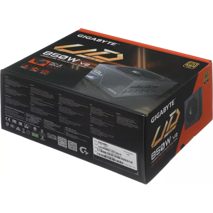 Блок питания Gigabyte ATX 850W GP-UD850GM PG5 V2 Gen.5 80+ gold (20+4pin) APFC 120mm fan 8xSATA Cab Manag RTL