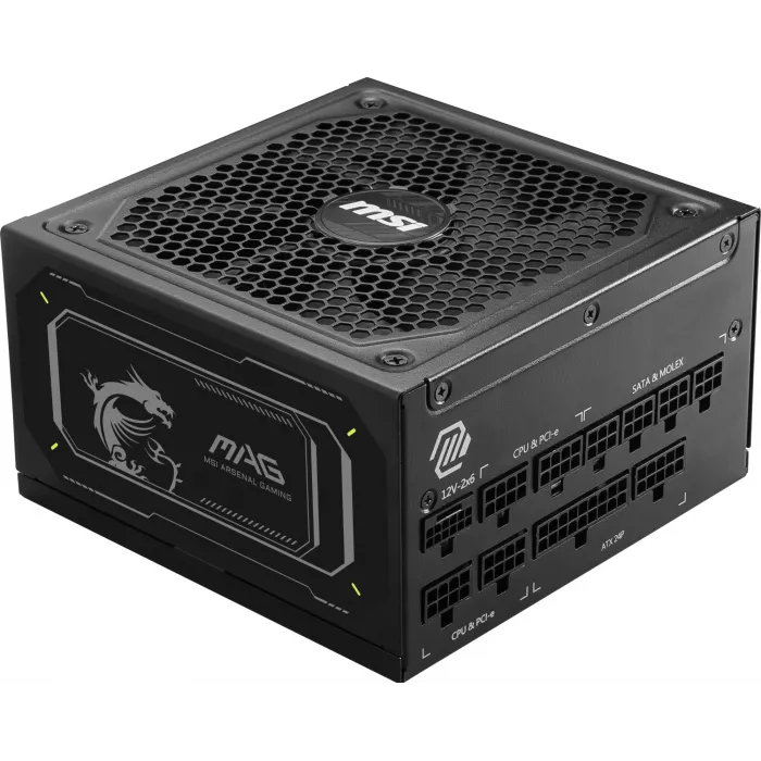 Блок питания MSI ATX 1000W MAG A1000GL PCIE5 80+ gold (20+4pin) APFC 135mm fan 15xSATA Cab Manag RTL