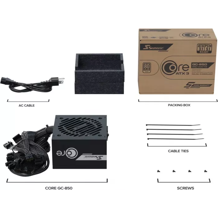 Блок питания Seasonic ATX 850W Core V2 GC-850 80+ gold (20+4pin) APFC 120mm fan 2xSATA RTL