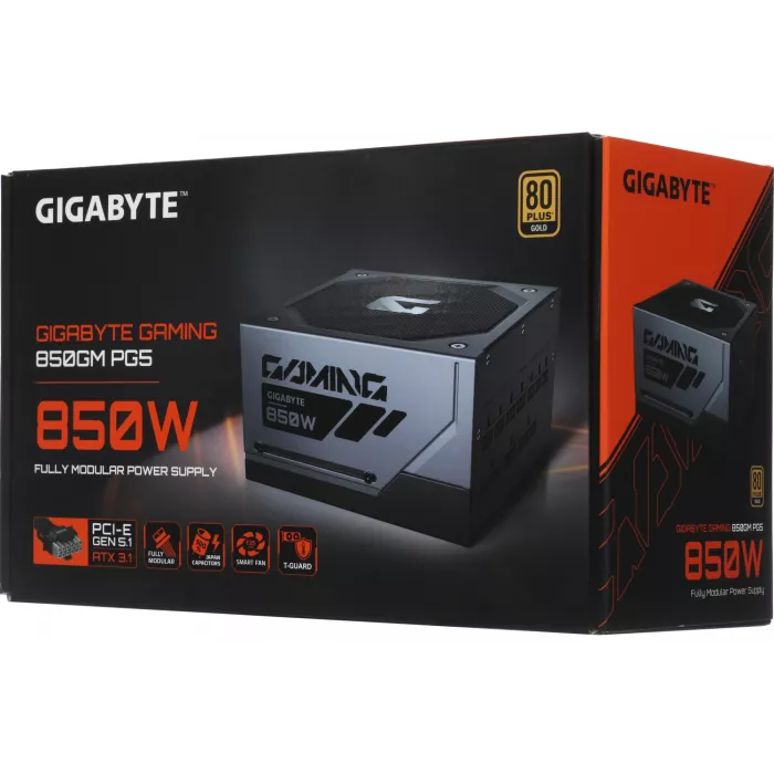 Блок питания Gigabyte ATX 850W GP-GME850GM PG5 80+ gold (20+4pin) APFC 135mm fan 8xSATA Cab Manag RTL