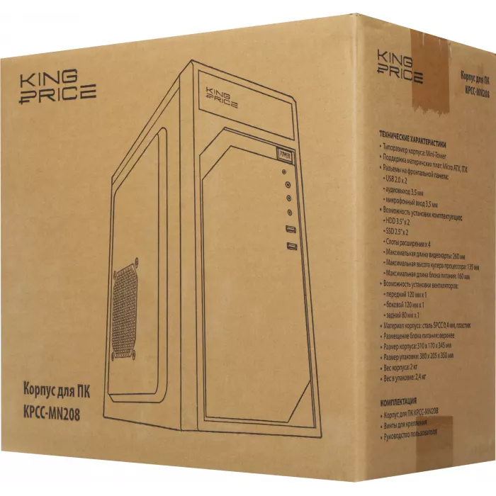 Корпус KingPrice KPCC-MN208 черный без БП mATX 1x80mm 2x120mm 2xUSB2.0 audio