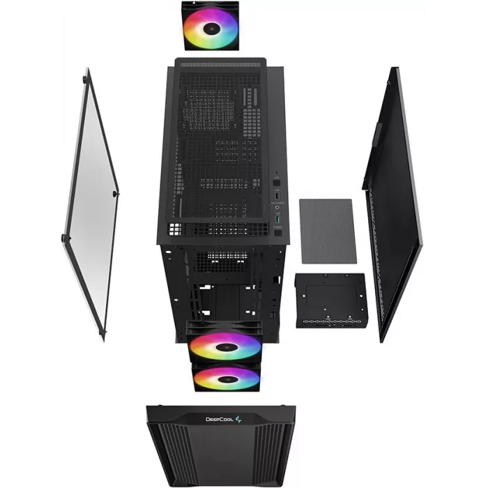 Корпус Deepcool CC360 ARGB черный без БП mATX 5x120mm 4x140mm 1xUSB2.0 1xUSB3.0 audio bott PSU