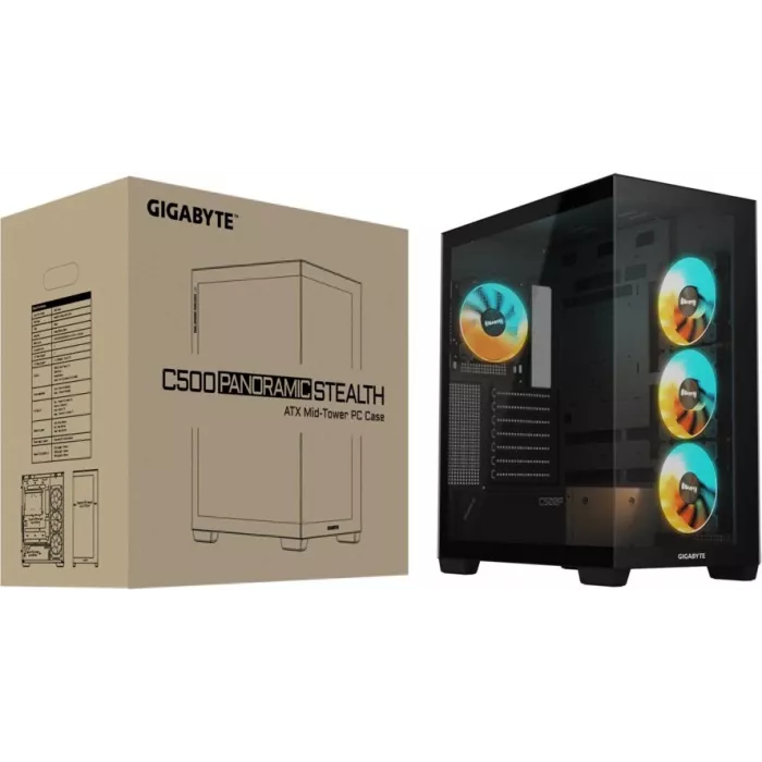 Корпус Gigabyte GB-C500P ST черный без БП ATX 6x120mm 3x140mm 2xUSB3.0 audio bott PSU