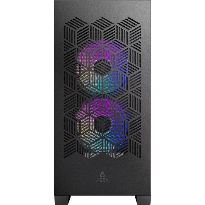 Корпус Azza AEROHEX-M черный без БП mATX 8x120mm 2x140mm 1xUSB2.0 2xUSB3.0 audio bott PSU