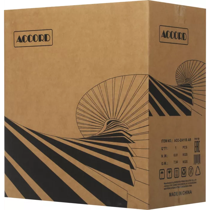 Корпус Accord ACC-ZA11B AR черный без БП ATX 3x120mm 1xUSB2.0 2xUSB3.0 audio bott PSU