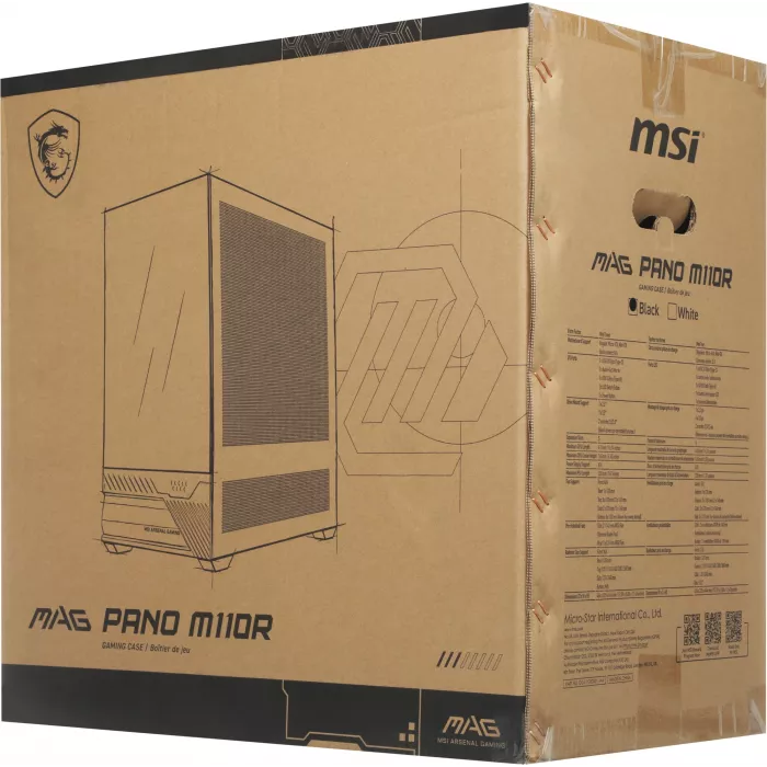 Корпус MSI MAG Pano M110R черный без БП mATX 8x120mm 2x140mm 1xUSB3.0 audio AirDuct bott PSU