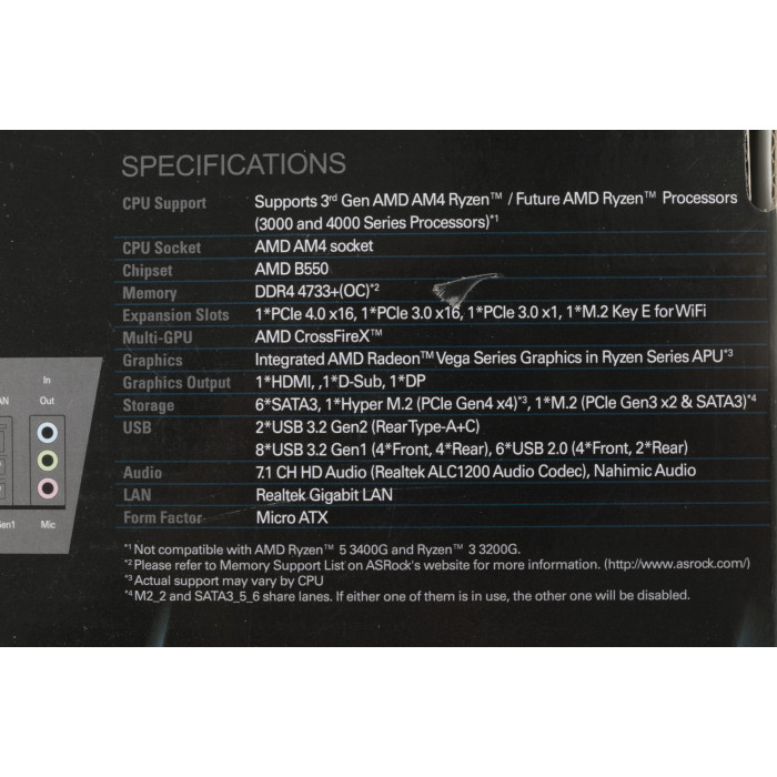 Материнская плата Asrock B550M PRO4 Soc-AM4 AMD B550 4xDDR4 mATX AC`97 8ch(7.1) GbLAN RAID+VGA+HDMI+DP
