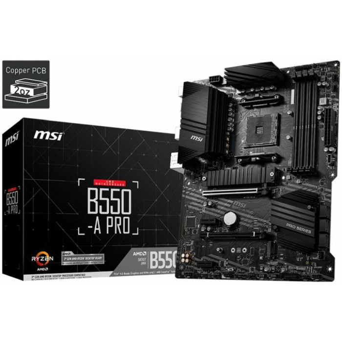 Материнская плата MSI B550-A PRO Soc-AM4 AMD B550 4xDDR4 ATX AC`97 8ch(7.1) GbLAN RAID+HDMI+DP