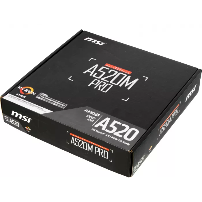 Материнская плата MSI A520M PRO Soc-AM4 AMD A520 2xDDR4 mATX AC`97 8ch(7.1) GbLAN RAID+VGA+HDMI+DP
