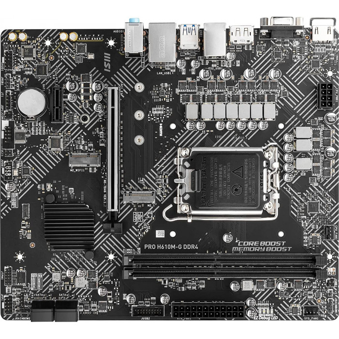 Материнская плата MSI PRO H610M-G DDR4 Soc-1700 Intel H610 2xDDR4 mATX AC`97 8ch(7.1) GbLAN+VGA+HDMI+DP