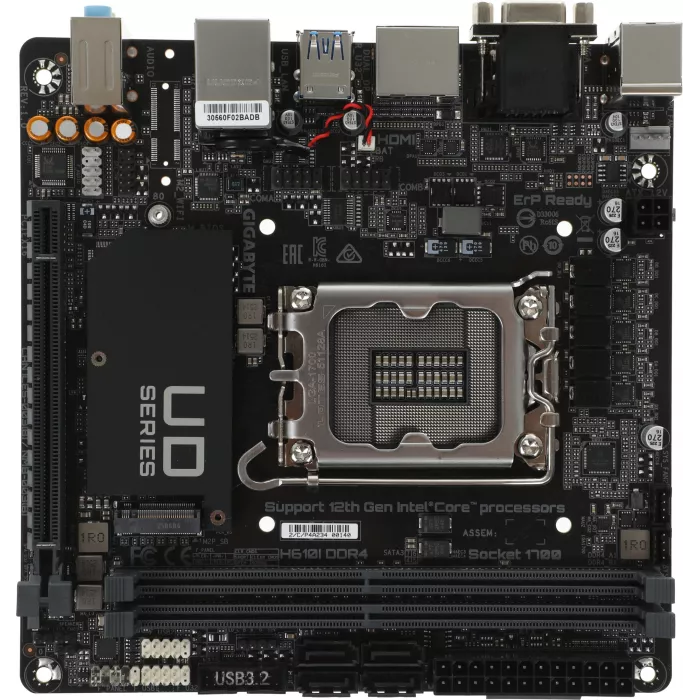 Материнская плата Gigabyte H610I DDR4 Soc-1700 Intel H610 2xDDR4 mini-ITX AC`97 8ch(7.1) GbLAN+VGA+HDMI+DP