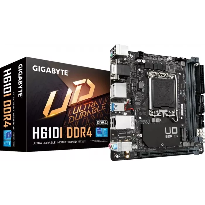 Материнская плата Gigabyte H610I DDR4 Soc-1700 Intel H610 2xDDR4 mini-ITX AC`97 8ch(7.1) GbLAN+VGA+HDMI+DP