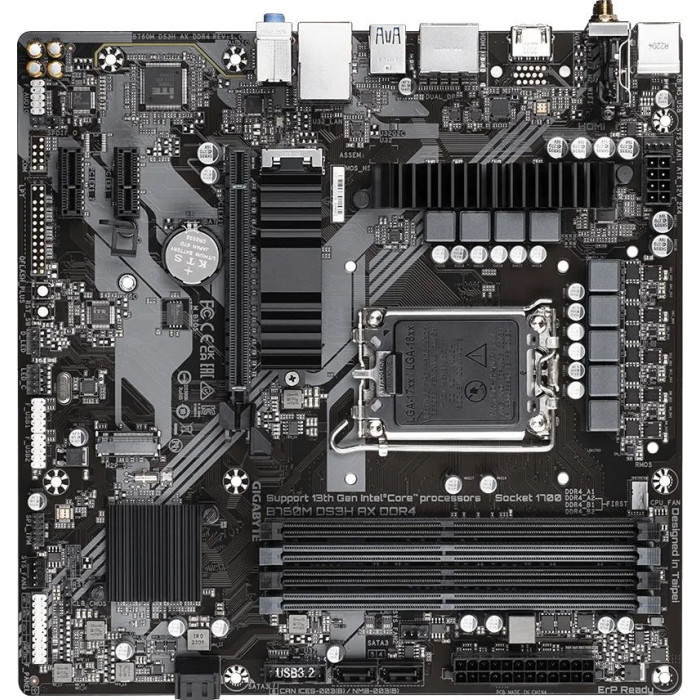 Материнская плата Gigabyte B760M DS3H AX DDR4 Soc-1700 Intel B760 4xDDR4 mATX AC`97 8ch(7.1) 2.5Gg RAID+HDMI+DP