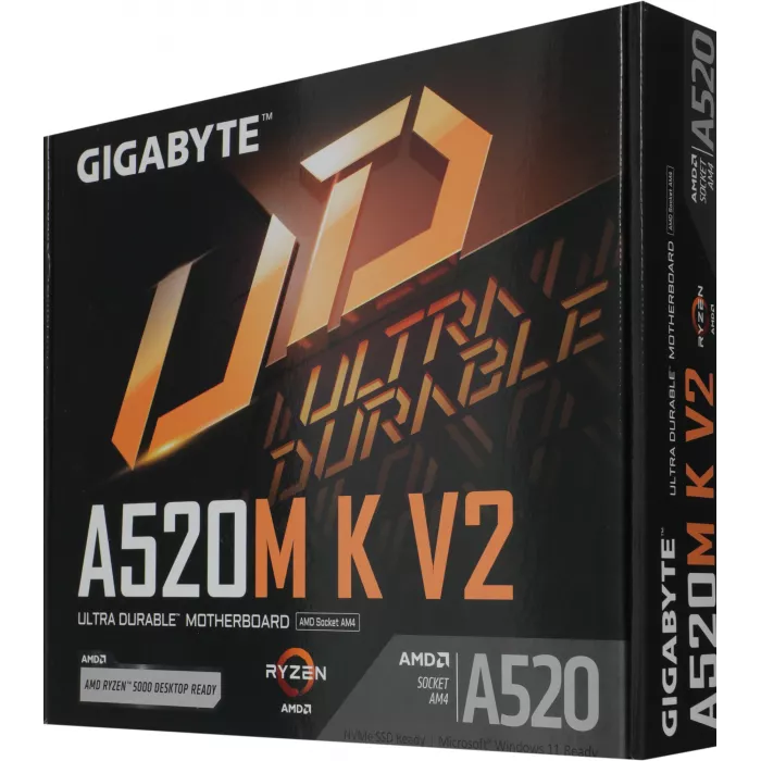 Материнская плата Gigabyte A520M K V2 Soc-AM4 AMD A520 2xDDR4 mATX AC`97 8ch(7.1) GbLAN RAID+VGA+HDMI