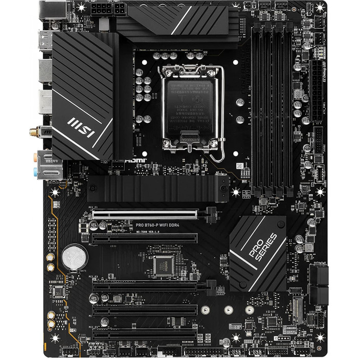Материнская плата MSI PRO B760-P WIFI DDR4 Soc-1700 Intel B760 4xDDR4 ATX AC`97 8ch(7.1) 2.5Gg+HDMI+DP