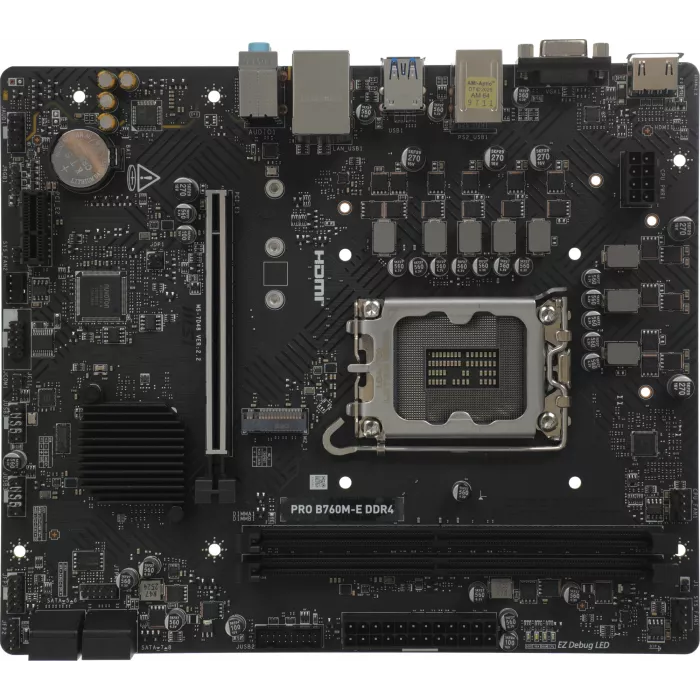 Материнская плата MSI PRO B760M-E DDR4 Soc-1700 Intel B760 2xDDR4 mATX AC`97 8ch(7.1) GbLAN+VGA+HDMI