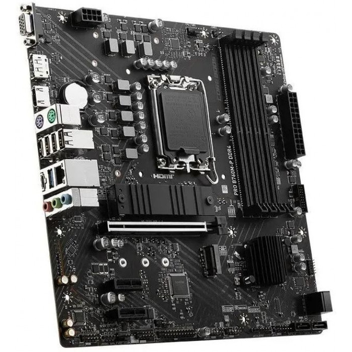Материнская плата MSI PRO B760M-P DDR4 Soc-1700 Intel B760 4xDDR4 mATX AC`97 8ch(7.1) GbLAN+VGA+HDMI+DP