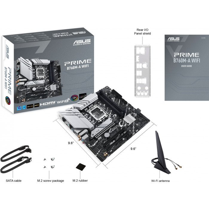 Материнская плата Asus PRIME B760M-A WIFI Soc-1700 Intel B760 4xDDR5 mATX AC`97 8ch(7.1) 2.5Gg RAID+HDMI+DP