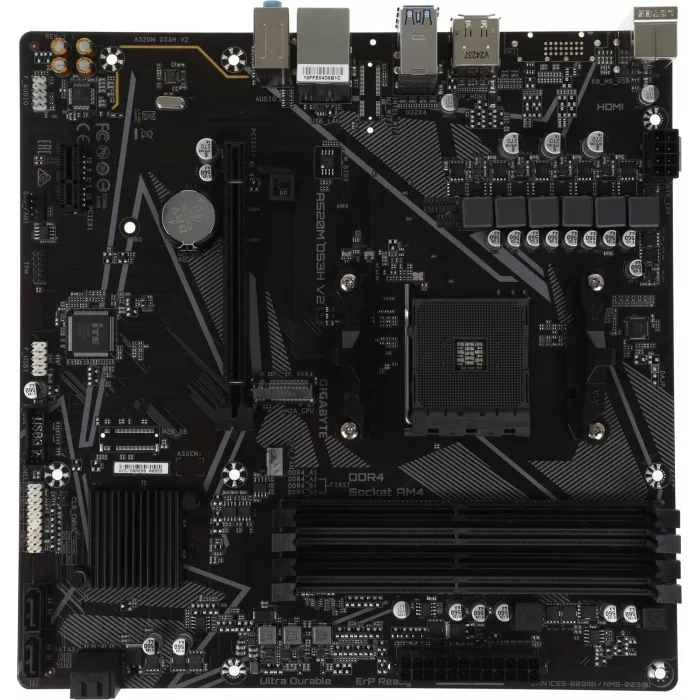 Материнская плата Gigabyte A520M DS3H V2 Soc-AM4 AMD A520 4xDDR4 mATX AC`97 8ch(7.1) GbLAN RAID+HDMI+DP